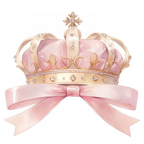 A coquette crown illustration ribbon pink. | free image by rawpixel.com / Adjima Bow Illustration Ribbon, Paris Inspo Pics, Tiara Png, Princess Crown Drawing, Png Crown, Crown Watercolor, Crown Icon, Pink Ribbon Png, Beautiful Disney Quotes