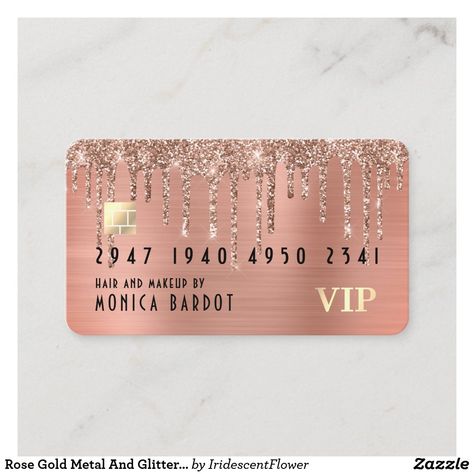 Pink Glitter Ombre, Debit Card Design, Gold Credit Card, Money Rose, Credit Card Design, Makeup Artist Business Cards, Gold Money, Square Business Card, Unique Business Cards