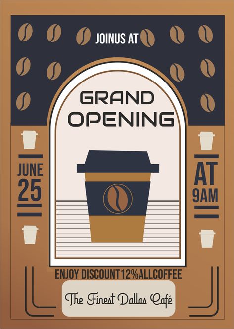 Ads Design Layout, Cafe Opening Poster, Earthy Cafe, Coffee Shop Poster Design, Cafe Advertising, Moonlight Poster, Grand Opening Banner, Coffee Posters, Coffee Signage