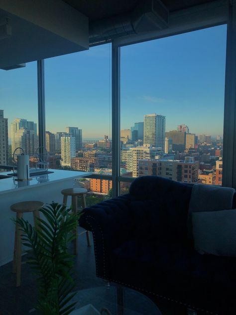 #views #chicago #aesthetic #building #apartment #apartmentdecoratingideas High Building Aesthetic, Chicago Condo, Chicago Living Aesthetic, Downtown Apartment Aesthetic, City View From Apartment, Seattle Aesthetic Apartment, Apartment Chicago, California Apartment Aesthetic, City Views From Apartment