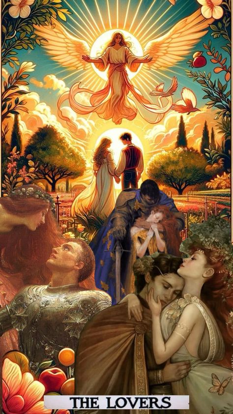 #thelovers #manifesting #couples #tarrotcard #theloverscard Universal Love Art, The Lovers Tarot Card Wallpaper, Manifestation Tarot, Angelic Aesthetic, Awakening Soul, Vision Board Collage, The Lovers Tarot Card, The Lovers Tarot, Angel Cards Reading