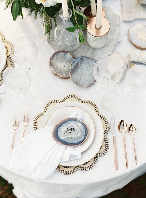 . Earthy Chic, Bohemian Luxe, Geode Wedding, Agate Wedding, Wedding Tablescape, Marble Wedding, Blue Themed Wedding, Seaside Wedding, Luxe Wedding