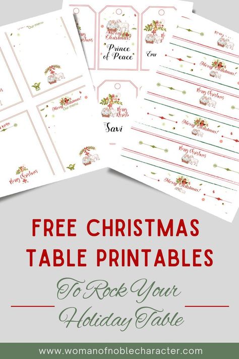 Step up your holiday entertaining game with our free Christmas table printables. Choose from several menus and placecards to add a touch of elegance. Christmas Table Napkins, Holiday Party Menu, Printable Place Cards, Christmas Place Cards, Christ Centered Christmas, Christmas Place, Christmas Gift Tags Printable, Free Christmas Printables, Gorgeous Christmas