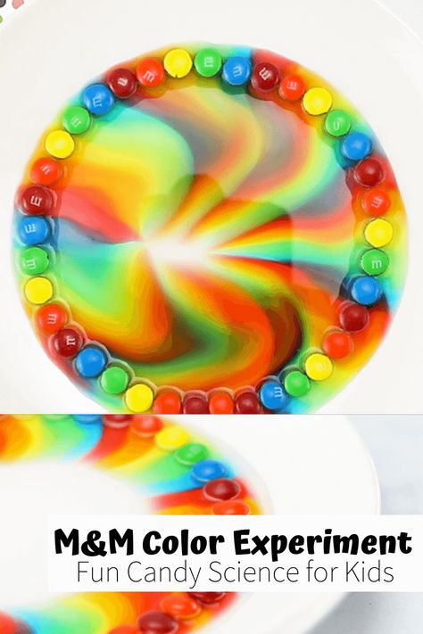 Rainbow Fish Activities, Candy Science Experiments, Candy Experiments, Rainbow Experiment, Candy Science, Toddler Science Experiments, Science For Toddlers, Experiment For Kids, Science Experiments For Preschoolers