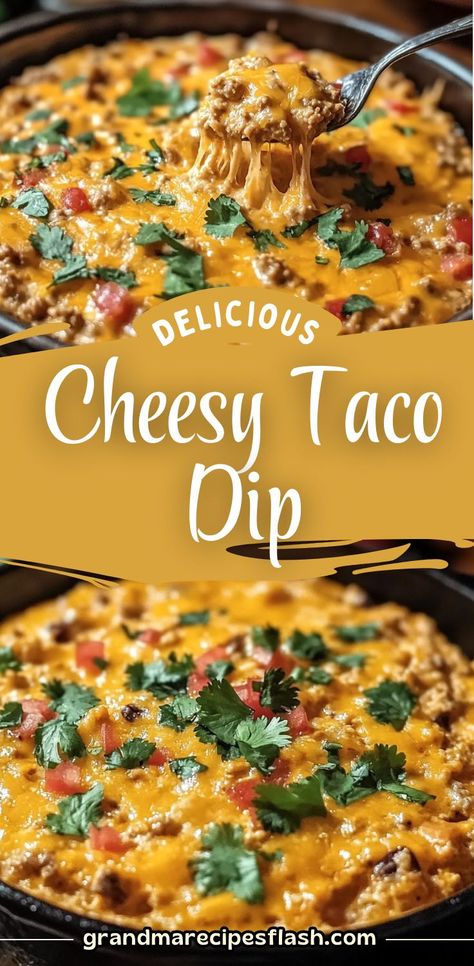 Dive into the ultimate party appetizer with this Cheesy Taco Dip! Loaded with seasoned ground beef, creamy cheeses, and a hint of spice from Rotel, this dip is perfect for game nights, gatherings, or casual snacking. Pair it with tortilla chips or fresh veggies for a flavorful treat. Tostitos Recipes Dips, Queso Party Dip, Green Queso Dip, Cheese Dip For Tortilla Chips, Meat Taco Dip, Loaded Taco Dip, Taco Dip With Beef, Hamburger Nacho Cheese Dip, Cheesy Chicken Taco Dip