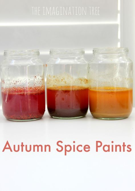 Autumn Spice Paints Recipe - The Imagination Tree Eyfs Crafts, Autumnal Activities, Puffy Paint Recipe, Preschool Autumn, Autumn Eyfs, Braille Activities, Leaf Print Art, Salt Dough Recipe, Paint Recipe