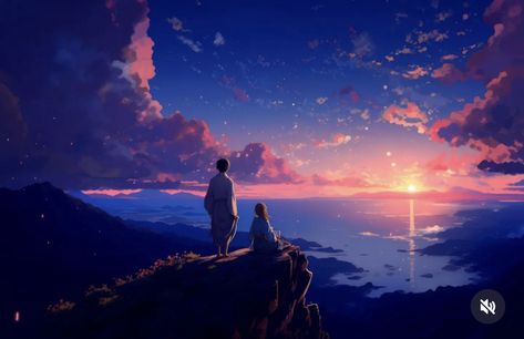 Lofi Thumbnail, Goddess Poetry, Sunrise Anime Aesthetic, Anime Sunrise Aesthetic, 16:9 Backgrounds, Anime Sky Desktop Wallpaper, Anime Night Sky Wallpaper Hd, Castle In The Sky Fantasy Art, Love Dream