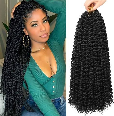 Amazon.com : Ubeleco Passion Twist Hair 24 Inch 154 Strands Water Wave Crochet Hair for Black Women 7 Packs Long Bohemian Curly Braiding Hair Spring Twist Crochet Braids Hair Extensions (24inch,1B) : Beauty & Personal Care Spring Twist Braids, Random Hairstyles, Water Wave Crochet Hair, Twists Crochet, Curly Braiding Hair, Passion Twist Hair, Water Wave Crochet, Hair Spring, Crochet Braids Hair