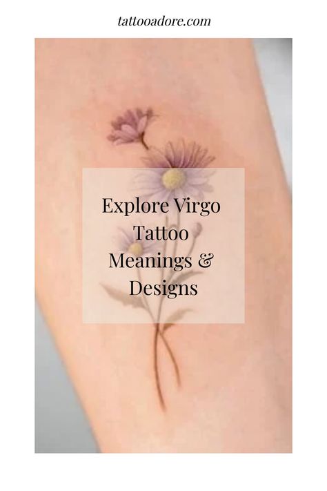 Celebrate your Virgo spirit with a meaningful tattoo! Whether you're a proud Virgo or admire the sign's qualities, a Virgo-themed tattoo can be a striking symbol of your unique essence and personality traits. From intricate designs to minimalist symbols, there are endless possibilities to express your connection to this earth sign. Embrace the powerful energy and characteristics associated with Virgo by adorning yourself with a tattoo that speaks volumes about who you are. Unique Virgo Tattoo Ideas For Women, Minimalist Tattoo Virgo, Virgo Tattoo Minimalist, Unique Virgo Tattoo Ideas, Virgo Tattoo Designs For Women, Virgo Inspired Tattoo, Earth Sign Tattoo, Virgo Tattoo Ideas, Newborn Tattoo