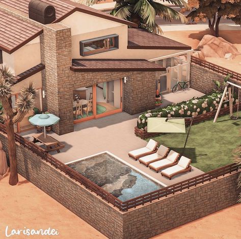 Sims 4 Small Pool Ideas, Sims Patio Ideas, Sims Backyard, Sims 4 Patio, Sims Pool, Sims 4 Pool, Hot Tub Bar, Family Backyard, Sims 4 Family