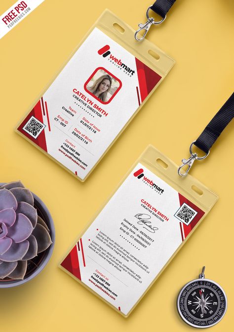 Download Free Photo Identity Card PSD Template. This Identity Card Template is a designed for any types of agency, corporate and small big companies. Identity Card Template, Identity Card Design, Employee Id Card, Employees Card, Name Card Design, Professional Business Card Design, Id Card Template, Graphic Design Business, Id Design