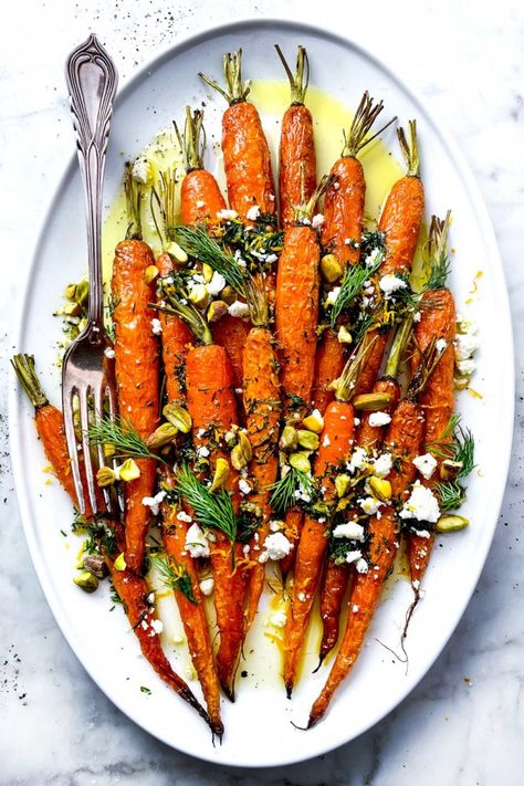 Roasted Carrots with Dill Gremolata } foodiecrush.com Thanksgiving Side Recipes, Air Fryer Thanksgiving, Dill Carrots, Spring Side Dishes, Grilled Carrots, Bbq Side Dishes, Bbq Sides, Foodie Crush, Thanksgiving Side