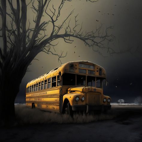 Scary School, Scary Backgrounds, Darkest Minds, Retro Bus, Bus Games, Bus Graveyard, Yellow School Bus, Halloween Parade, Mini Bus