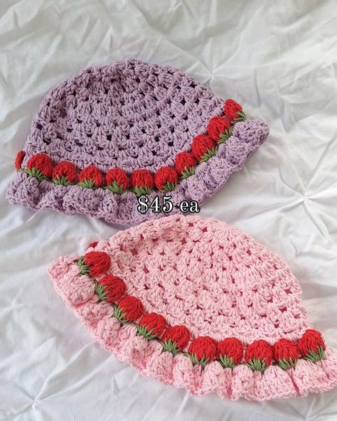 Decluttering sale! All the money goes to Sassy 🐾💜 Prices listed include shipping. Message me if you're interested in anything posted or if you have questions about custom orders. I'll have multiple posts, so check them all out! The pattern for the tulip trim bucket hat is on my Etsy and Ravelry. Strawberry bucket hat and basic bucket hat patterns are coming soon 👀 Valerie top pattern is from @passioknit_goods Like, share, comment, save ✨️ #crochetpattern #crochetpatterns #etsycrochet #... Bucket Hat Patterns, Strawberry Bucket Hat, Bucket Hat Pattern, Hat Patterns, Hat Pattern, Top Pattern, The Money, Ravelry, Custom Orders