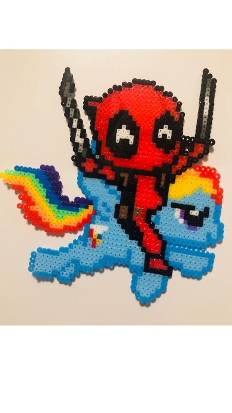 Rainbow Dash, Perler Bead, Pixel Art, Deadpool, Rainbow, Beads, Art