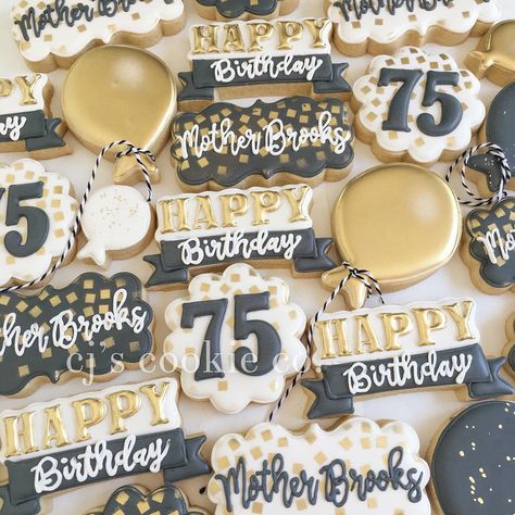 Sugar Cookies CJ's Cookie Co. on Instagram: “75th birthday!🎉” 75th Birthday Cookies, 95 Birthday, 75th Birthday, Self Serve, Birthday Cookies, 60th Birthday, Our House, Monster Cookies, Pop Up Shop