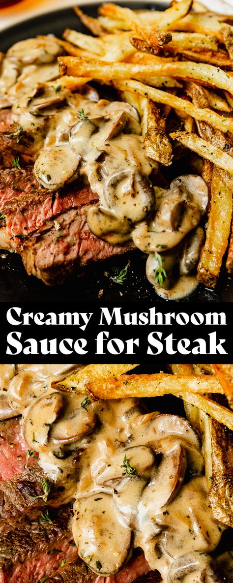 Mushroom Sauce For Steak, Sauce For Steak, Cranberry Butter, Lemon Garlic Butter Sauce, Steak Frites, Homemade Condiments, Creamy Mushroom Sauce, Garlic Butter Sauce, Cashew Cream