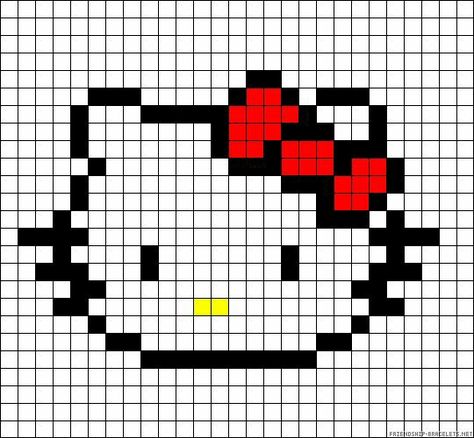 Hello Kitty Earrings, Hello Kitty Crochet, Graph Crochet, Pixel Color, Diy Perler Bead Crafts, Pixel Art Grid, Diy Perler Beads, Iron Beads, Pixel Pattern