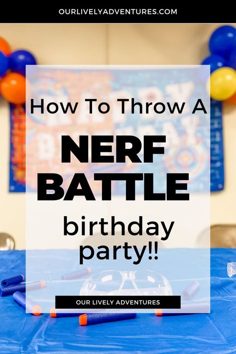 How to throw the most epic Nerf War Birthday Party.  Hosting a Nerf Battle Birthday Party for your kid will definitely earn you "parent of the year" award! Boys 8th Birthday, Battle Party, Nerf Games, Nerf Birthday Party, Party Hosting, Nerf Party, Battle Games, Boy Birthday Party, Boy Birthday Parties