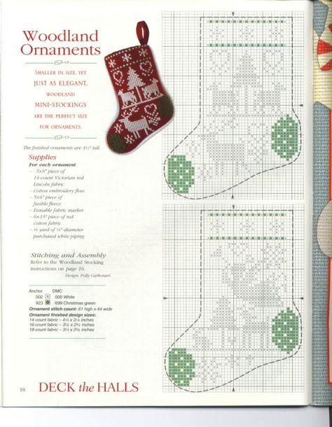 Woodland Ornaments, Needlework Christmas, Holiday Cross Stitch Patterns, Cross Stitch Stocking, Christmas Stocking Ornament, Cross Stitch Christmas Stockings, Mini Stockings, Holiday Cross Stitch, Christmas Stocking Pattern