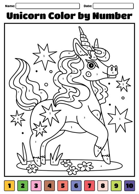 Unicorn Color By Number Printables Color By Letter Free Printables, Birthday Color By Number, Colour By Numbers Printable For Kids, Disney Color By Number Printable Free, Unicorn Color By Number Free Printable, Color By Number For Adults Disney, Summer Coloring Sheets, Disney Free, Color By Number Printable