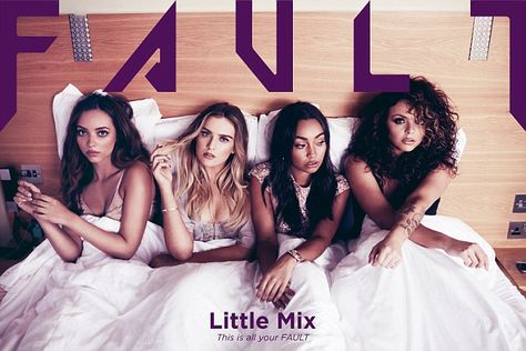 Perfectly poised: Perrie posed on a bed alongside her equally lingerie dressed bandmates, ... Friendship Shoot, Little Mix Photoshoot, Litte Mix, Model Citizen, Magazine Photoshoot, Oc Face, Lingerie Shoot, Jade Thirlwall, Leigh Anne Pinnock