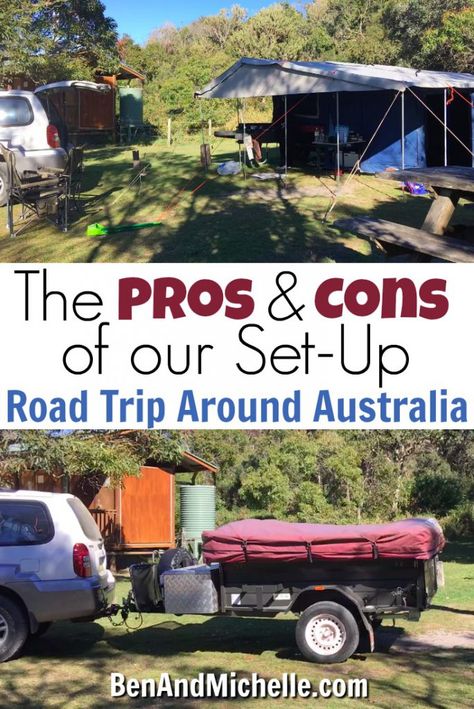 Ben & Michelle - Road Trip Around Australia - Is the Camper Trailer our Ideal Set-Up? Camper Trailer Hacks Australia, Pick An Aesthetic, Motorcycle Camper Trailer, Small Travel Trailer Remodel, Small Camper Interior, Small Travel Trailer, Tiny Camper Trailer, Roadtrip Australia, Small Camper Trailers