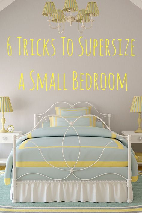 Want to make a small bedroom look bigger? Making a few smart choices in terms of furniture, color, and lighting can make all the difference in transforming your small bedroom into the true sanctuary it should be. Just pay heed to these smart design tips for small bedrooms, and you’ll be on your way to resting easy. Tips For Small Bedrooms, Cramped Bedroom, Small Bedroom Look Bigger, Small Guest Bedroom, Small Bedrooms, Small Bedroom Designs, Small Bedroom Decor, Bedroom Layouts, Chic Bedroom