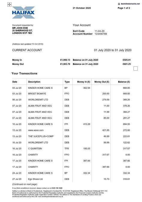 fake bank statement Halifax Bank, Tracking Spending, Fake Bank Statement, Ms Word Template, Statement Template, Bank Statement, Money