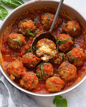 If you're looking for a hearty and delicious dish that’s sure to impress, these Easy Mozzarella Stuffed Meatballs are just what you need! Juicy meatballs filled with gooey mozzarella cheese Cheese Filled Meatballs, Meatballs Stuffed With Mozzarella, Mozzarella Meatballs, Carrot Cake Cheesecake Recipe, Cheese Meatballs, Juicy Meatballs, Peach Pound Cakes, Stuffed Meatballs, Mozzarella Stuffed Meatballs