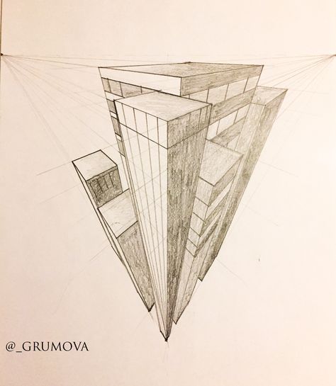 3 point perspective 3 Point Perspective Drawing Easy, 3 Point Perspective Drawing Buildings, 3 Point Perspective Drawing, Perspective Building Drawing, Artist Research Page, 3 Point Perspective, Three Point Perspective, Perspective Sketch, Human Figure Sketches