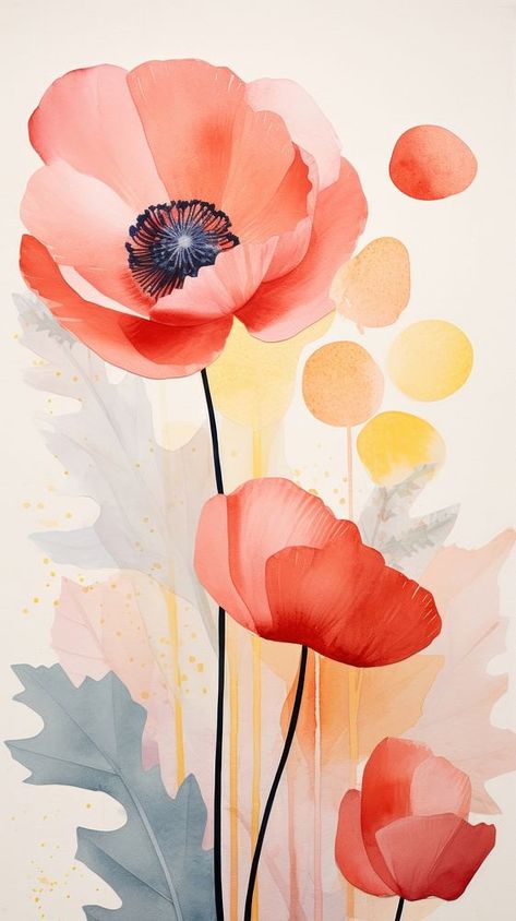 Flowers poppy plant inflorescence. | free image by rawpixel.com / Extra Abstract Painting Pattern, Abstract Poppy Painting, Flowers Abstract Painting, Flower Abstract Painting, Poppy Plant, Flower Pattern Design Prints, Abstract Watercolor Flower, Flowers Poppy, Minimalist Art Deco