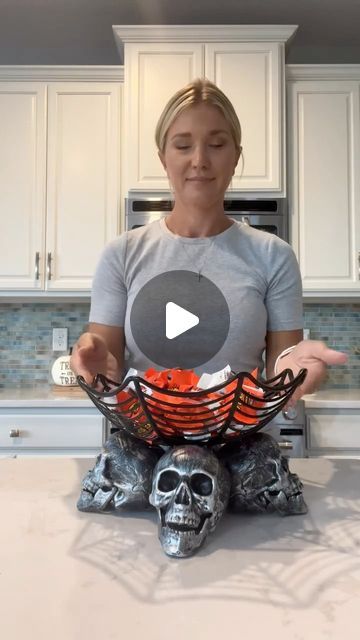 Laura Jeanne on Instagram: "Make this candy dish for Halloween with items from Dollar Tree 💀 #creative #halloweendecor #Halloween #halloweendecor #dollartree #diy #spooky #foryoupageシ #fypシ゚" Dollar Tree Halloween Candy Bowl Diy, Diy Dollar Tree Halloween Candy Dish, Dollar Tree Diy Crafts Videos, Halloween Dollar Tree Crafts, Halloween Diy Dollar Tree, Halloween Crafts Dollar Tree, Halloween Centerpieces Diy, Candy Dish Diy, Dollar Tree Halloween Diy