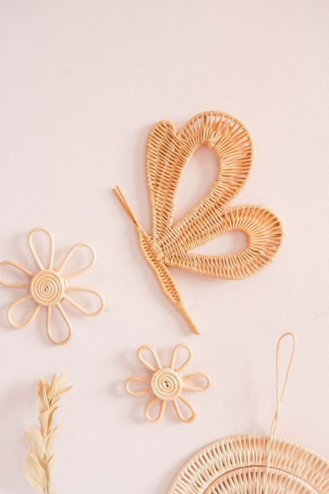 Rattan Butterfly Wall Decor, Boho Rattan Nursery Decor, Boho Kids Bedroom Decor, Wicker Girl Nursery Decor, Kids Rattan Toys, Playroom Decor Rattan Nursery, Boho Kids Bedroom, Wall Decor Boho, Girl Nursery Decor, Butterfly Wall Decor, Natural Boho, Boho Kids, Natural Home Decor