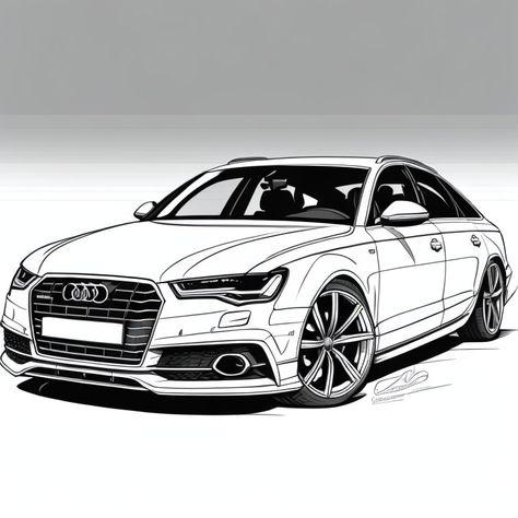 Car Drawing Pencil Sketches, Audi Car Drawing, Car Sketch Pencil, Audi Drawing, Audi Sketch, Car Drawing Pencil, Monster Truck Coloring Pages, Audi A, Bmw Art