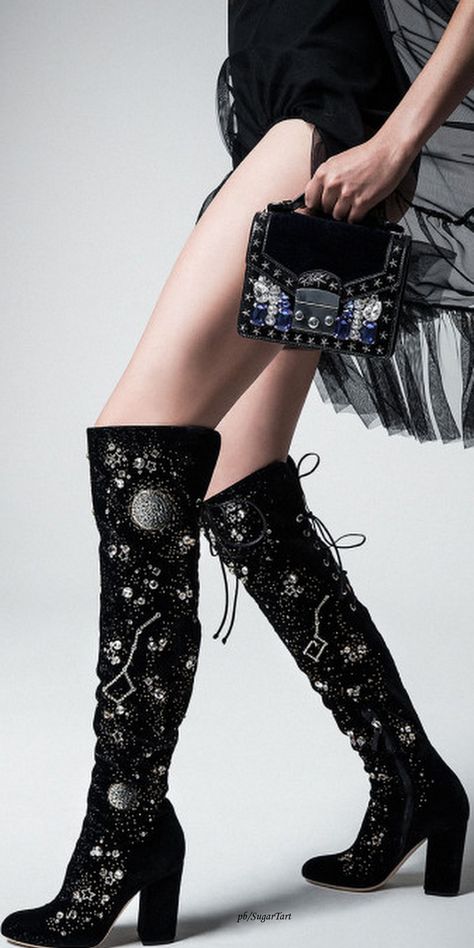 Goddess Shoes, Celestial Fashion, Embellished Boots, Witch Style, Runway Shoes, Embellished Shoes, Witch Fashion, Stars Moon, Rocker Chic