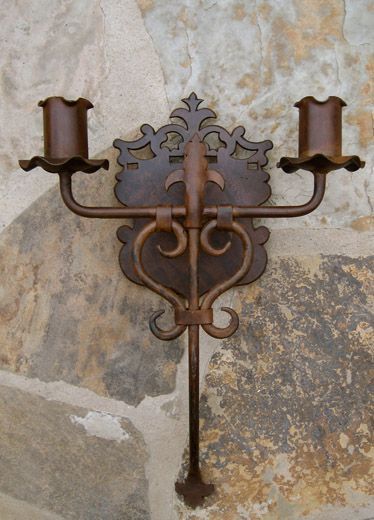 Spanish Colonial-style iron sconce Mexican Wrought Iron, Spanish Colonial Light Fixtures, Wrought Iron Sconces, Spanish Style Mirror, Spanish Style Wall Sconces, Spanish Colonial Bathroom Ideas, Spanish Revival Lighting Fixtures, Spanish Style Decor, Spanish Colonial Homes