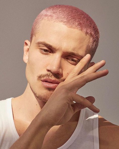 On wednesday we wear pink 🌸 #karlglusman Karl Glusman, Ivy League Haircut, Dyed Hair Men, Men Hair Color, High Fashion Photography, Corte De Cabelo Masculino, Photography Magazine Cover, Male Photography, Fade Haircut