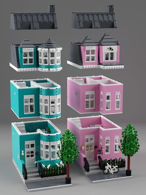 Houses In Washington, Lego House Ideas Furniture, Lego City Display, Lego House Ideas, Big Lego, Lego Sculptures, Micro Lego, Lego Christmas, Lego Diy