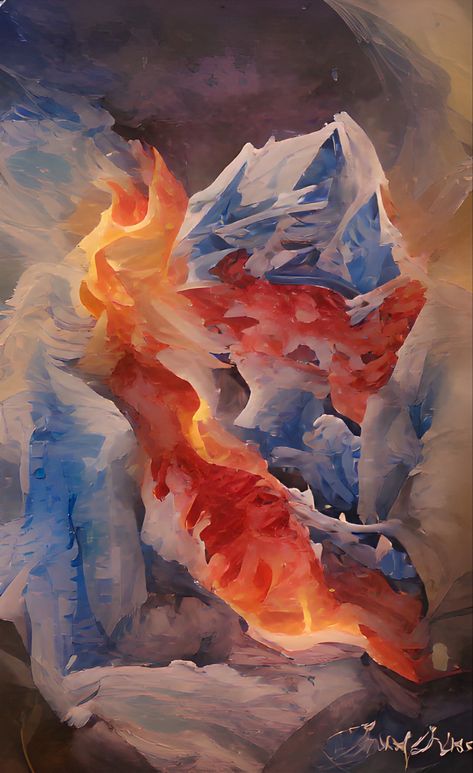 Fire Vs Ice Aesthetic, Fire Ice Aesthetic, Fire And Ice Painting, Water And Fire Aesthetic, Fire And Ice Powers, Fire And Water Aesthetic, Fire And Ice Drawing, Fire And Ice Aesthetic, Ice And Fire Aesthetic