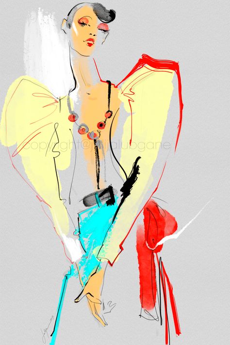 Julija Lubgane, Makeup Stylist, David Downton, Vogue Style, Fashion Illustrations Techniques, Fashion Design Sketch, Fashion Drawings, Wacom Cintiq, Fashion Week 2016