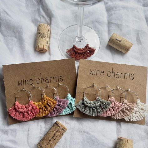 Never go guessing whose glass belongs to who! Grab a pack of these wine charms for your next dinner party 🍷 Available in sets of 4 or 6 #macrmae #macramewinecharm #cicisknots #winecharm #winenight #wineoclock Diy Wine Charms, Wine Charms Diy, Wine Night, Wine O Clock, Diy Wine, Wine Glass Charms, Wine Charms, Dinner Party, Wine Glass