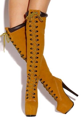 I need this Timberland High Heels, High Thigh Boots, Timberland Heels, Knee High Platform Boots, Womens Clothing Fashion, Miss Lola, Fab Shoes, Hot Boots, Stunning Shoes