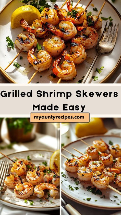 Whip up a delicious meal in no time with our Quick & Easy Grilled Shrimp Skewers! Marinated in lemon, garlic, and herbs, these shrimp are grilled until perfectly tender and smoky. Perfect for busy weeknights or summer cookouts, this simple recipe delivers bold flavor in just minutes. Serve with your favorite dipping sauce or sides for a satisfying, healthy meal! Shrimp Skewer Recipes, Grilled Shrimp Skewers, Grilled Lemon, Flavorful Shrimp, Marinated Shrimp, Juicy Shrimp, Shrimp Skewers, Frozen Shrimp, Grilled Shrimp