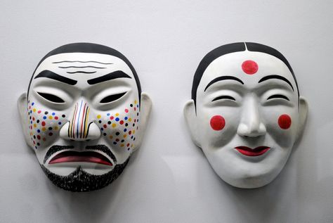 Traditional Mask Tattoo, Korean Countryside, Balinese Mask, Face Mask Korean, Korean Mythology, Traditional Mask, Korean Mask, Ancient Korea, Mask Korean