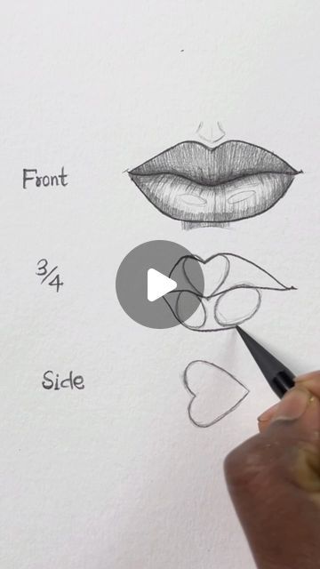 VKArtbox on Instagram: "Draw lips this way 😍🙏🏻 #pencildrawing #artworks #drawing" Draw Lips Side View, Lips Shapes Drawing, Lips Anatomy Drawing, Side Lips Drawing, Drawing Ideas Lips, How To Draw A Mouth Step By Step, Lip Illustration, Man Lips, Lips Drawing Tutorial