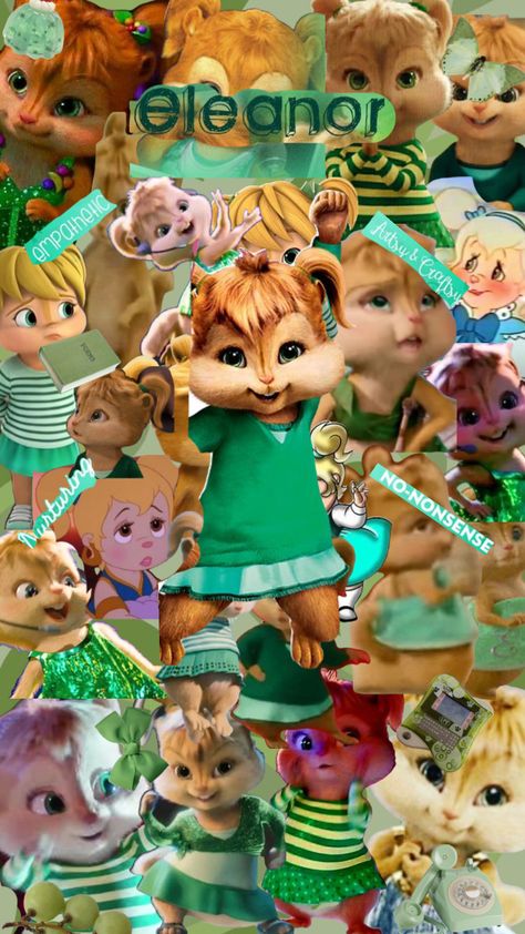 🍀💚 Eleanor Miller 💚🍀 #eleanormiller #alvinandthechipmunks #thechipettes #aatc Chippetts Eleanor, Eleanor Chipette, Eleanor Chipmunk Aesthetic, Eleanor Chipmunk, Theodore Wallpaper Chipmunk, Chipettes Eleanor, Elenore Chipmunks, Theodore Alvin, Brittney From Alvin And The Chipmunks