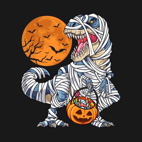 Mummy Pumpkin, Halloween Dinosaur, Dinosaur Halloween, Mummy Halloween, Halloween Shirts For Boys, T Rex Humor, Dinosaur Wallpaper, Shirts For Boys, Christmas T Shirt Design