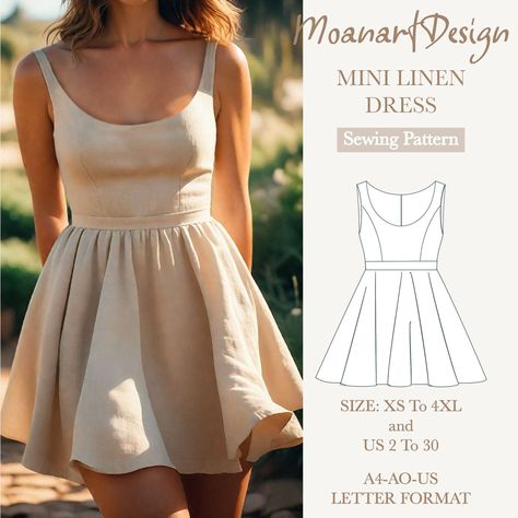 Straps Cottagecore Linen Mini Dress Pattern,Easy dress sewing pattern | Full Circle Party Dress pattern Size:A0 A4 US Letter-US 2 to 30 Classy Dress Sewing Patterns, Cute Dress Patterns For Women, Triangle Dress Pattern, Trendy Dress Patterns, See Dress Sewing Patterns, Easy Formal Dress Patterns, Formal Dress Sewing Patterns Free, Home Sewing Patterns, Midsize Mini Dress