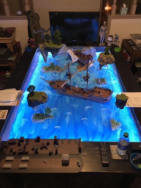 D&d Game Table, Custom Dnd Table, Diy D&d Table, Dnd Game Room Decor, Dnd Board Diy, D&d Setup, Dnd Table Ideas, Dnd Room Interior Design, Dnd Table Diy